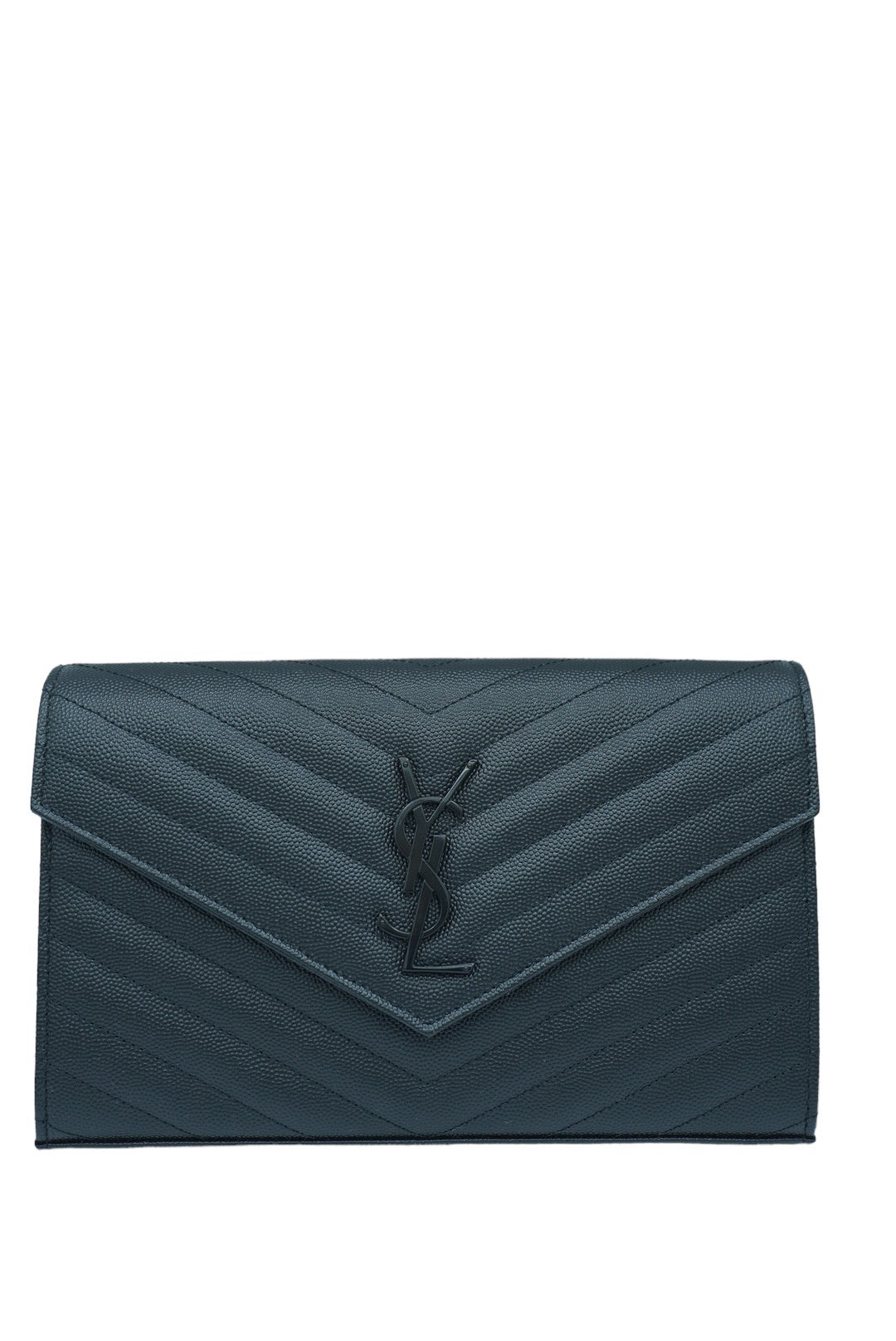 SAINT LAURENT - Black Cassandra Envelope Wallet on a Chain