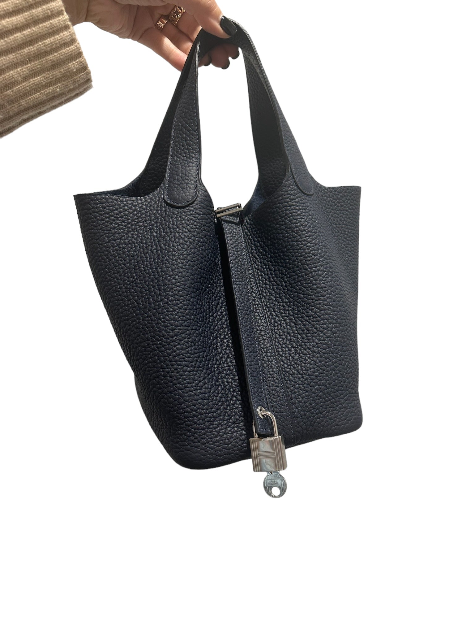 HERMES - Bleu Nuit Clemence Picotin Lock 18 PHW