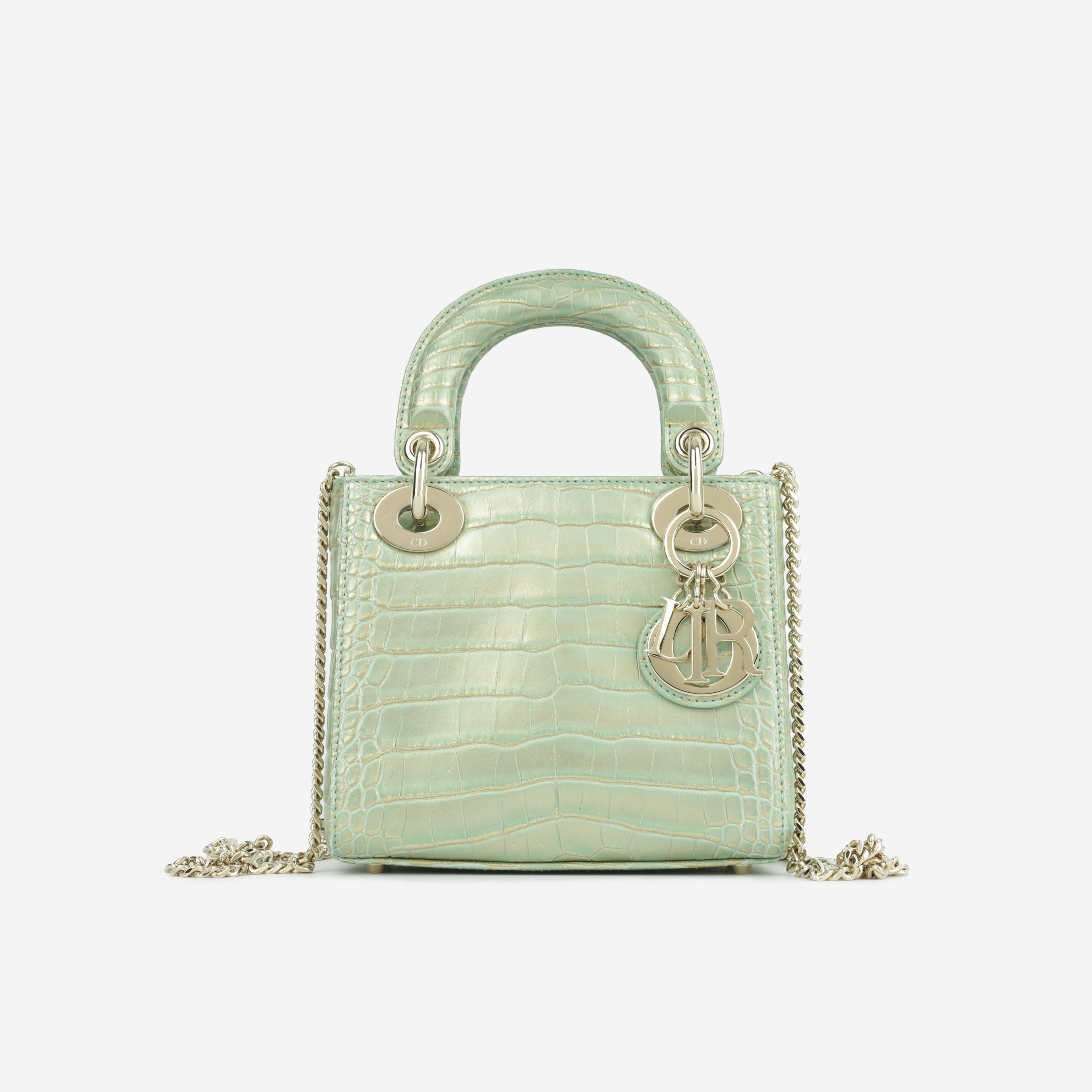 Dior Mini Lady Dior - Green/Gold Crocodile