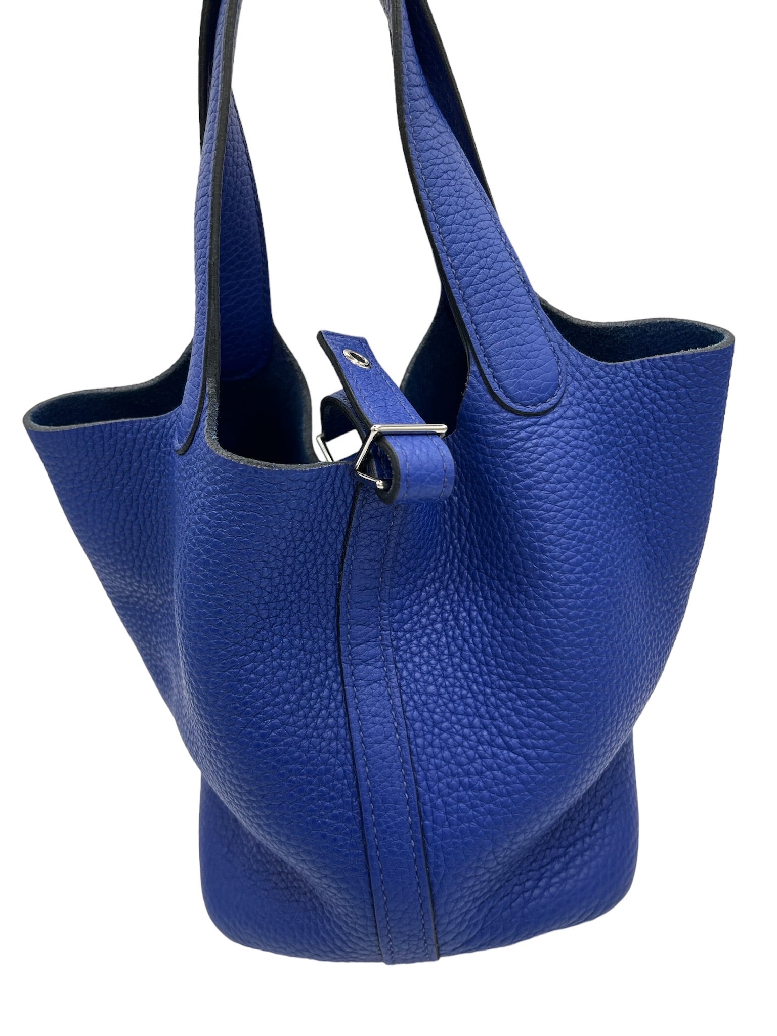 HERMES - Electric Blue Taurillon Clemence Picotin 18 Handbag