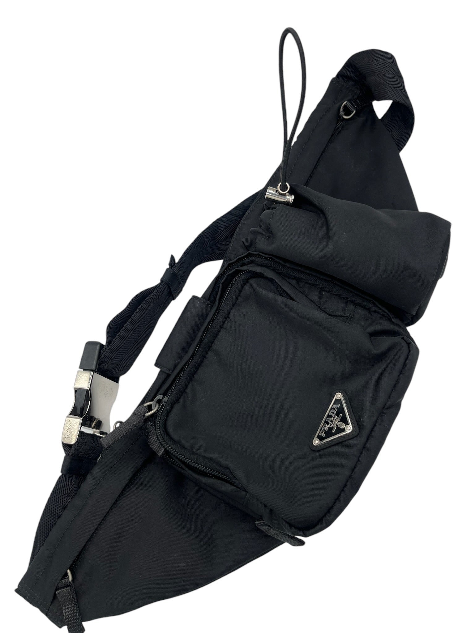 PRADA - Black Tessuto Montagna Belt Bag