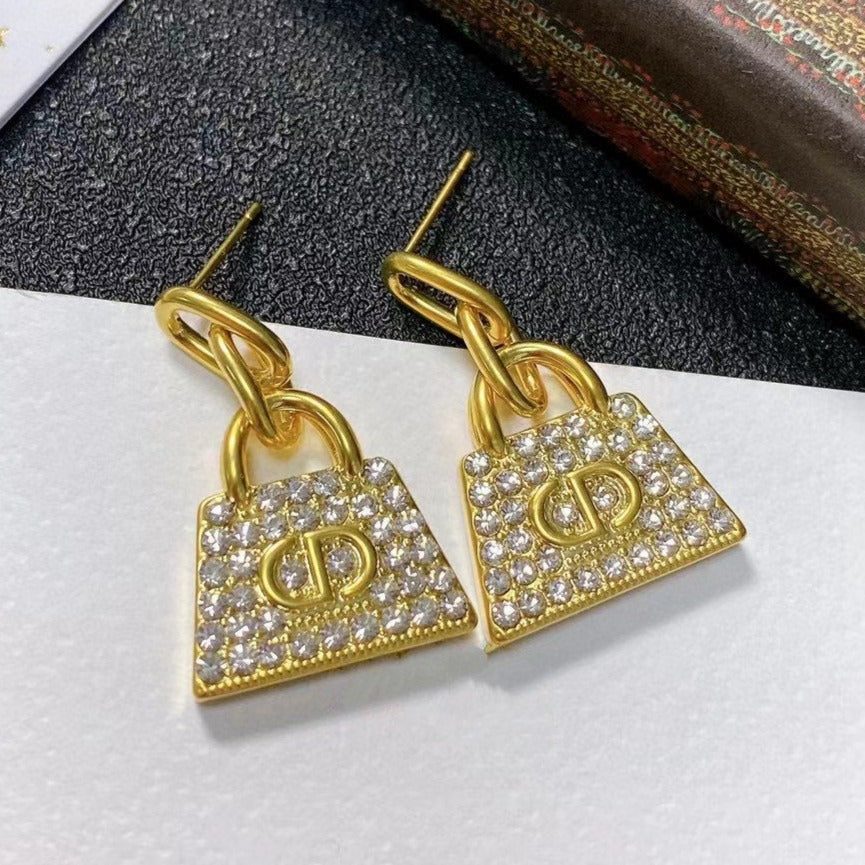 DIOR BAG GOLD DIAMOND EARRINGS