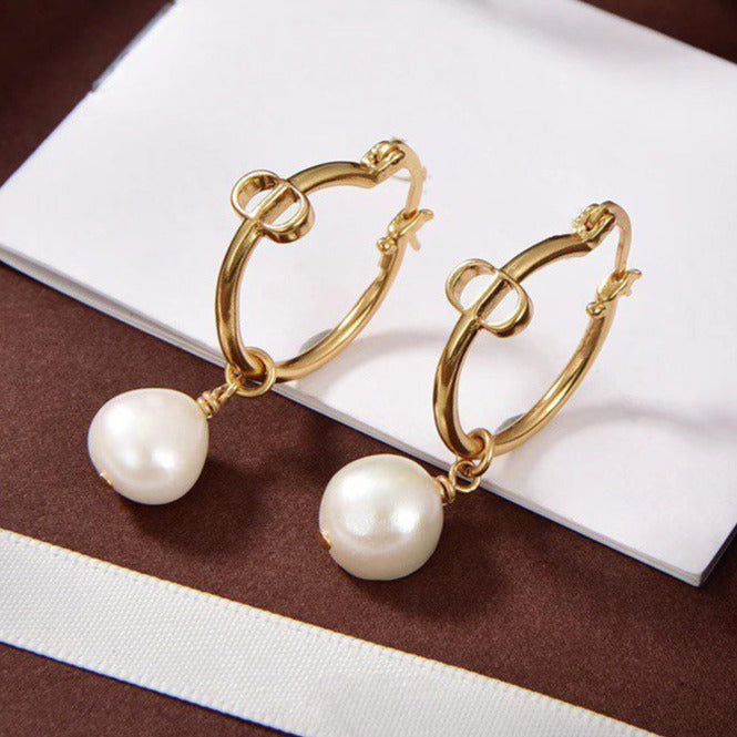 DIOR PEARL GOLD EARRINGS