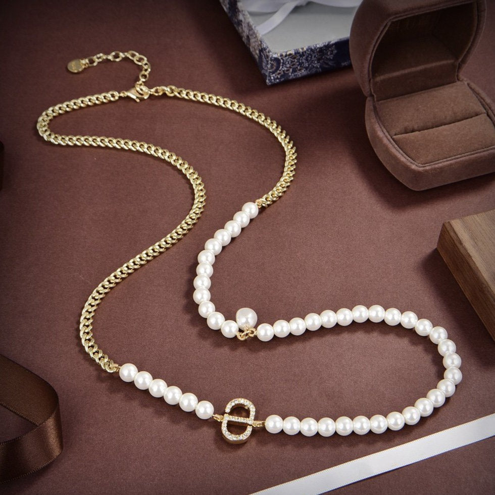 DIOR PEARL GOLD DIAMOND NECKLACE
