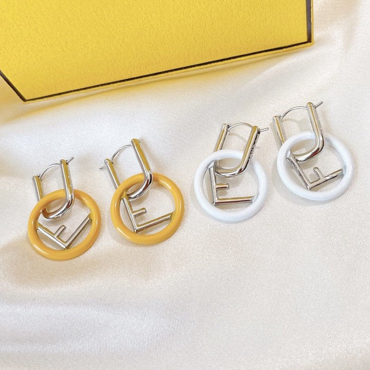 FENDI F LOGO SILVER EARRINGS