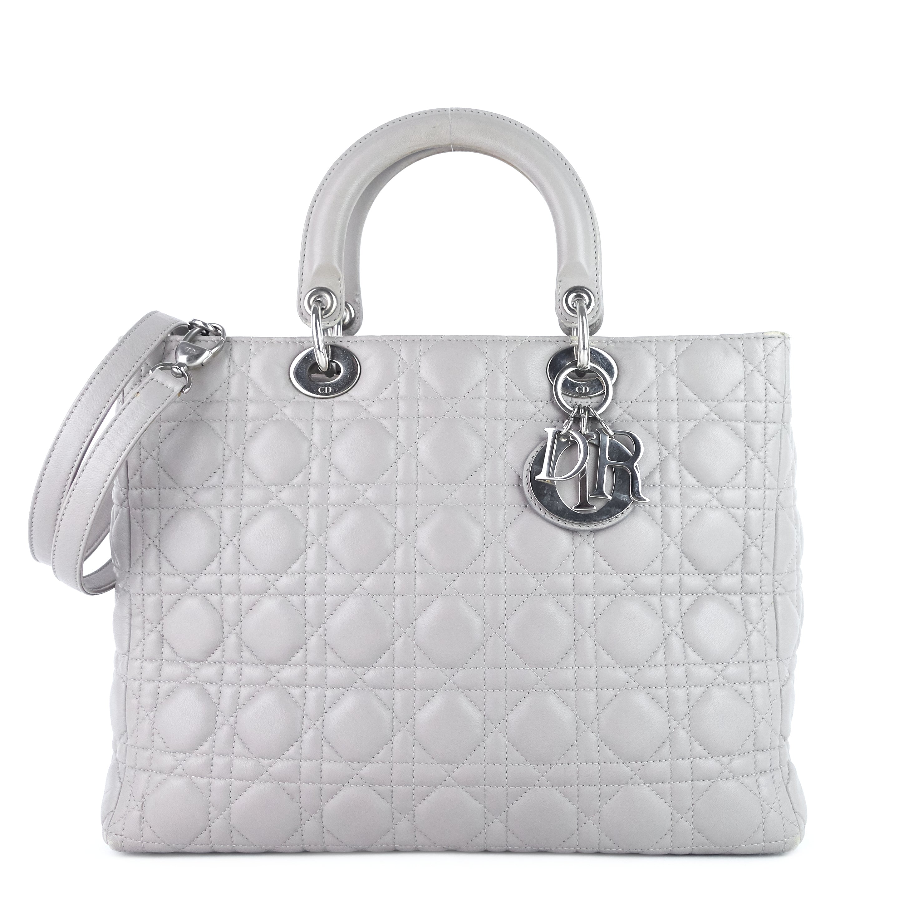 DIOR Lady Dior Large Lambskin Leather Bag