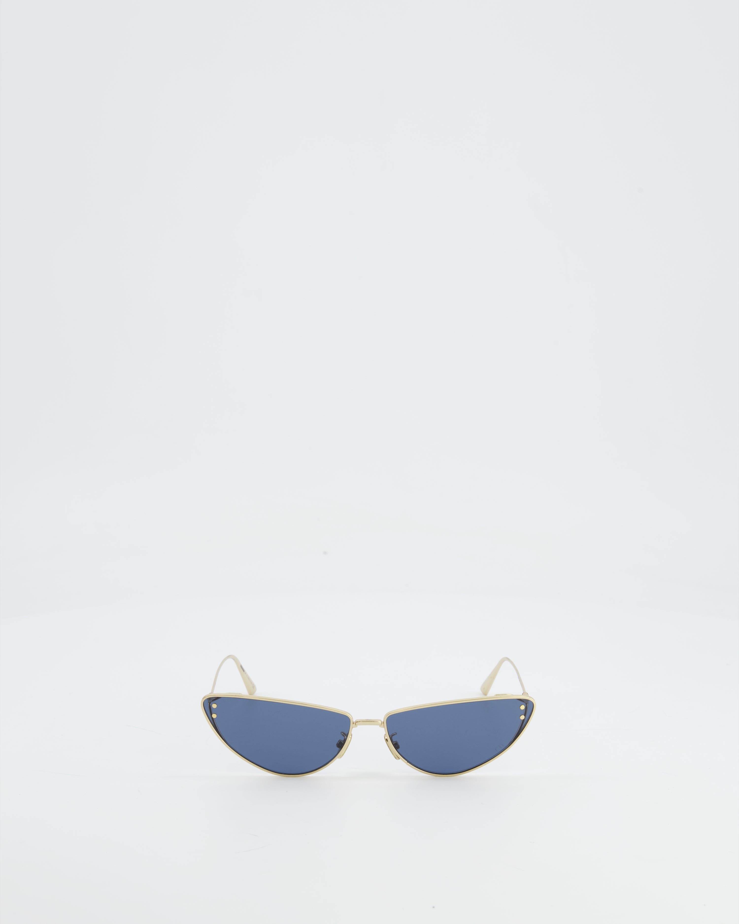 Christian Dior Gold Frame Cat eye Sunglasses with Black Lens Details