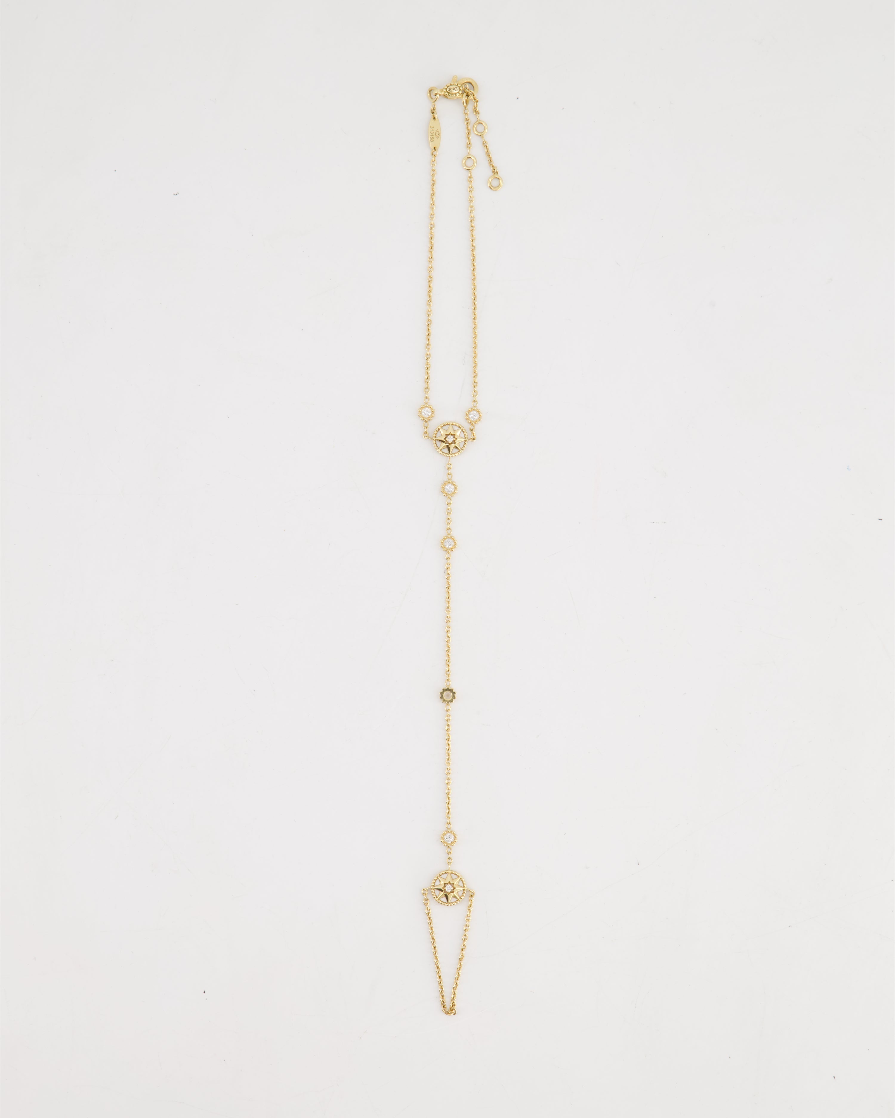 Christian Dior 18K Gold Diamond Mother of Pearl Rose Des Vents Hand Bracelet