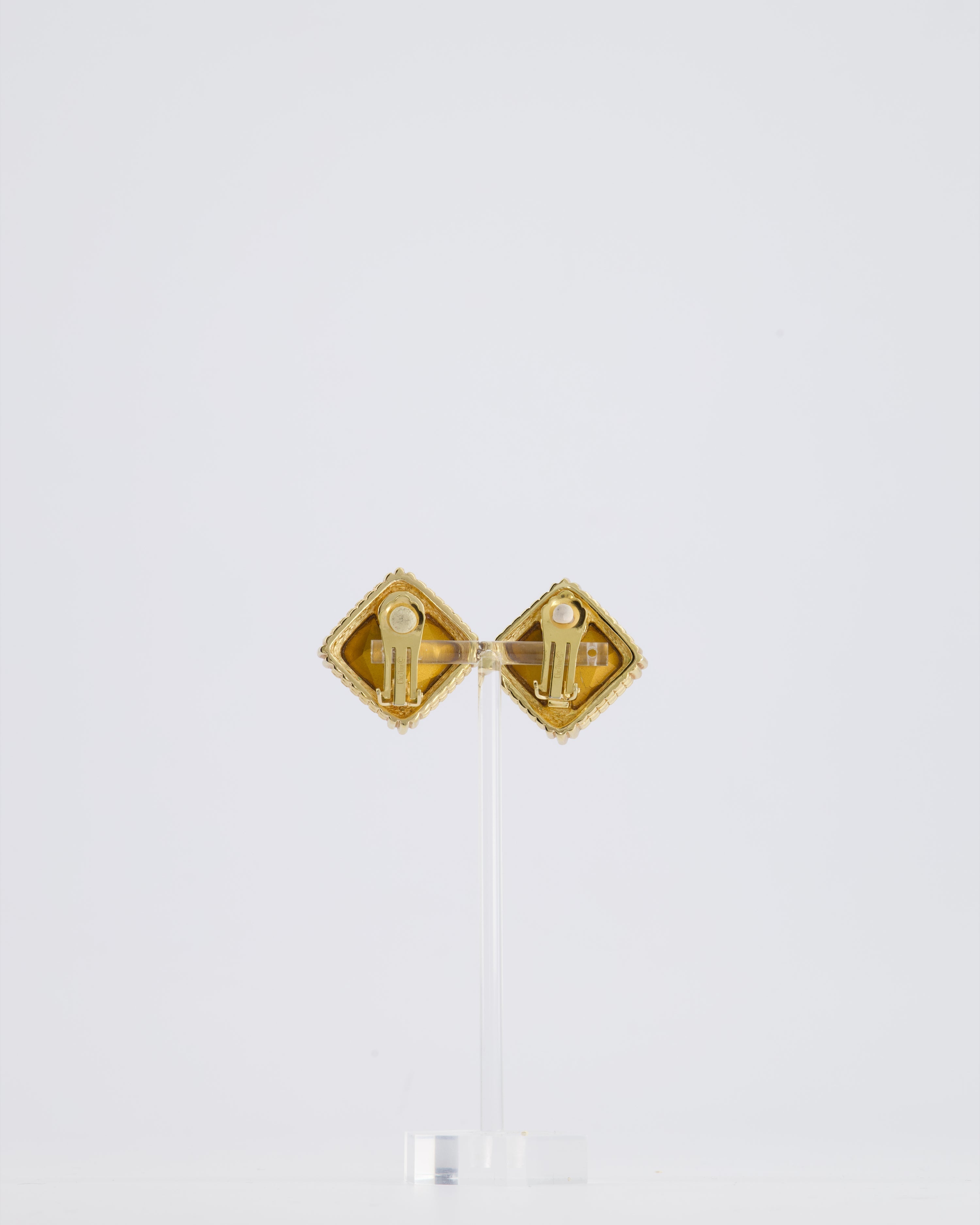 *HOT* Christian Dior Large Gold Squared Crystal Vintage Earrings