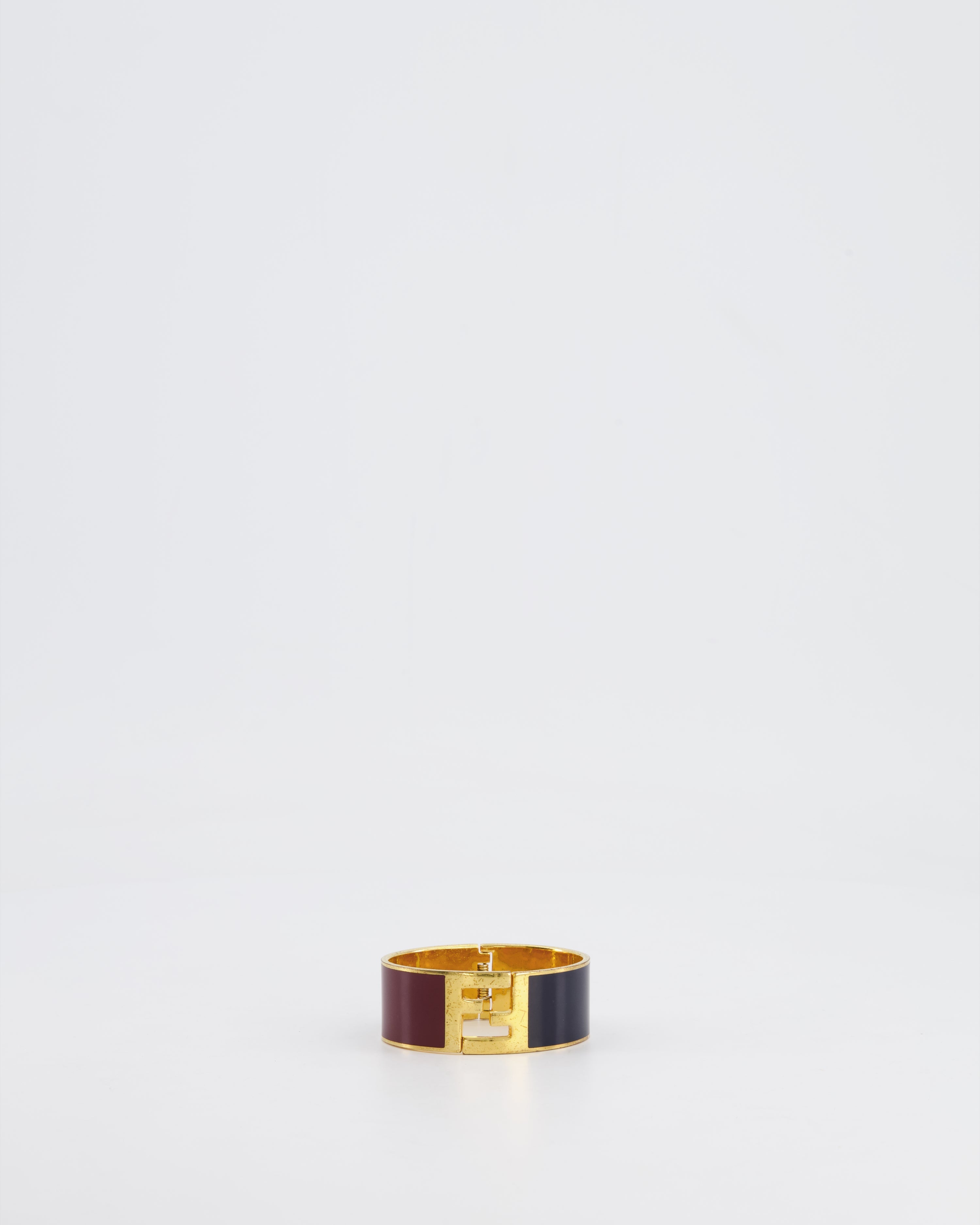 Fendi Gold Fendista FF Bracelet with Black & Burgundy Details