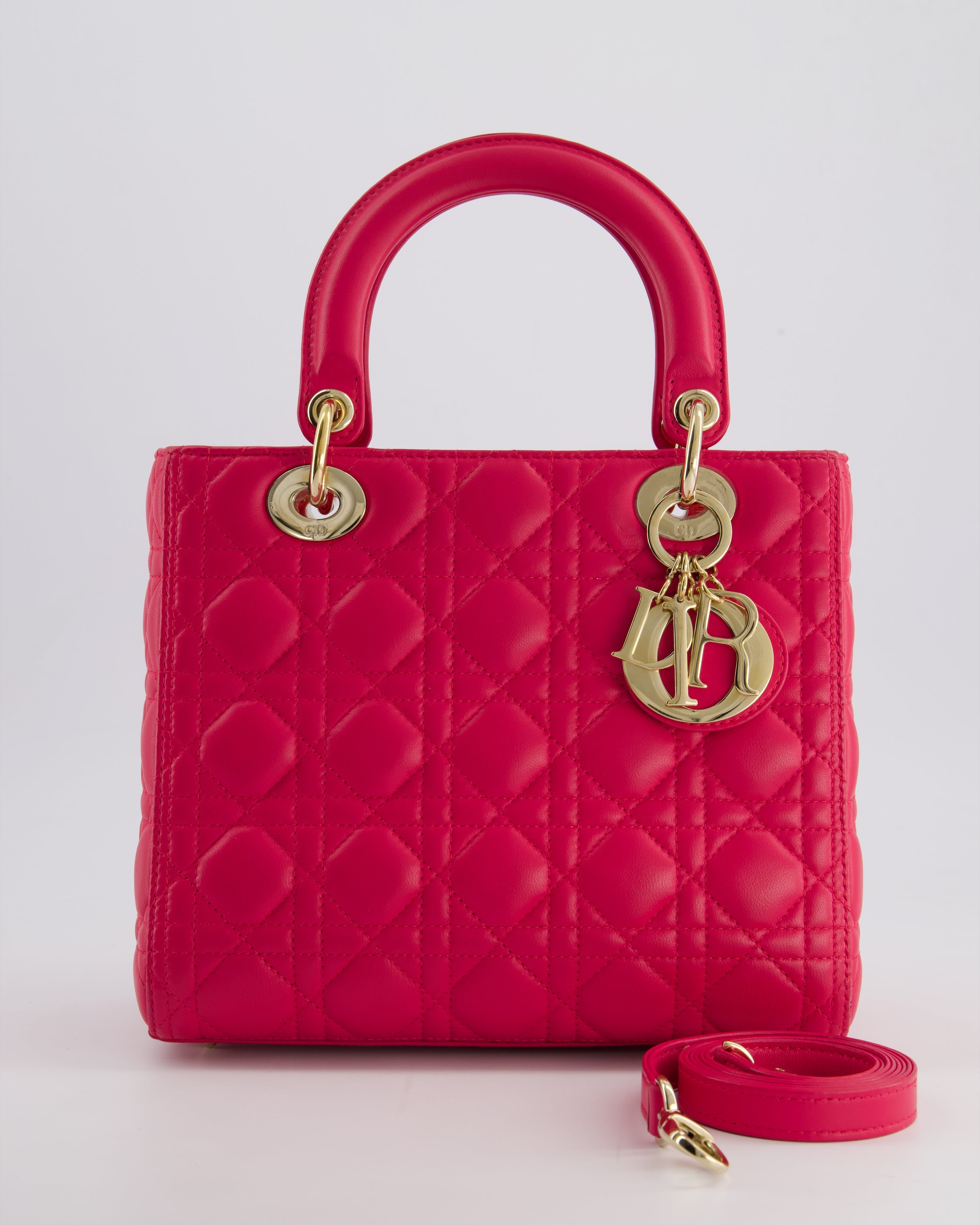 *FIRE PRICE* Christian Dior Hot Pink Lady Dior Bag in Cannage Lambskin with Silver Hardware RRP £5,300