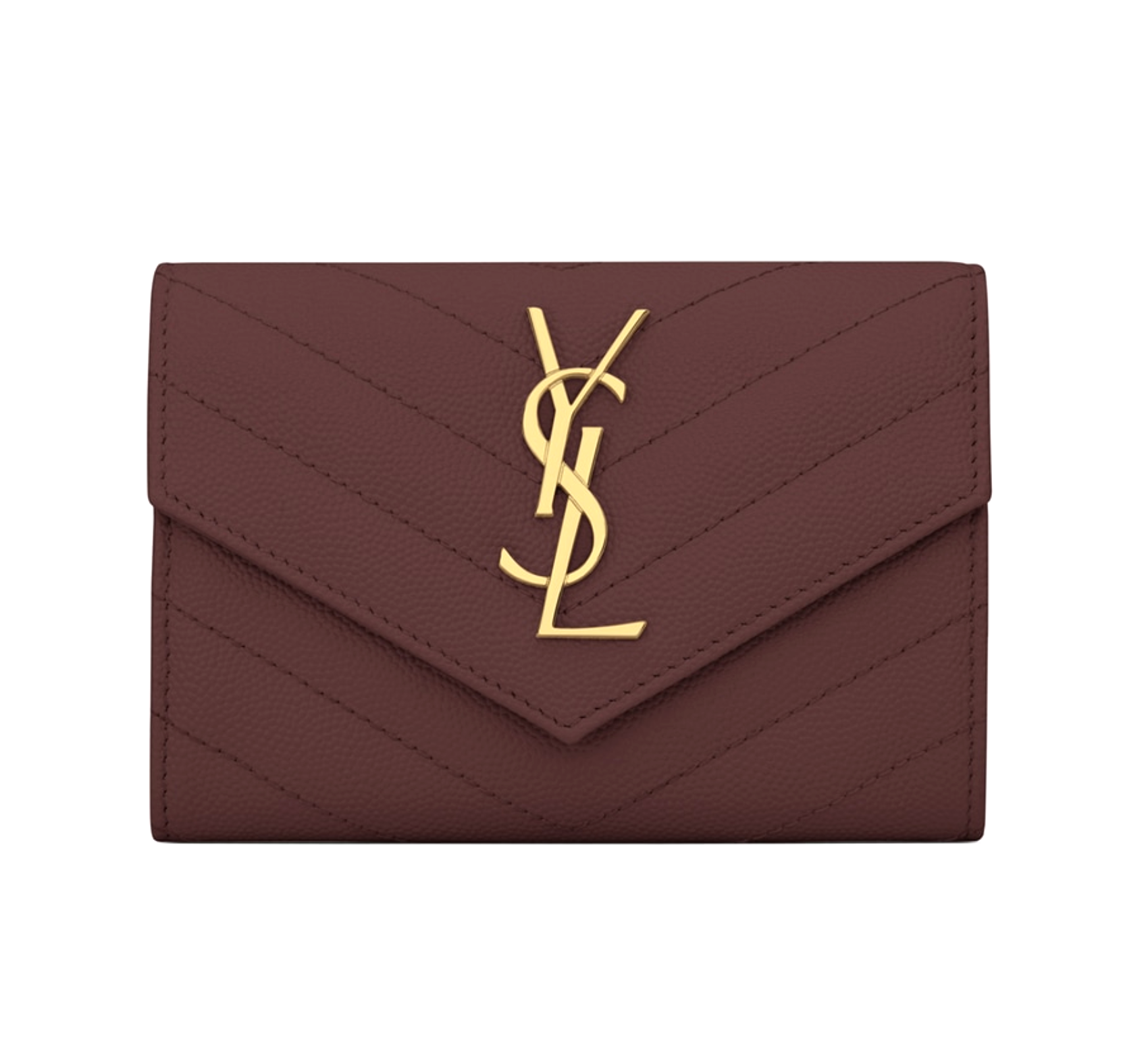 Saint Laurent Plum Leather Monogram Short Wallet