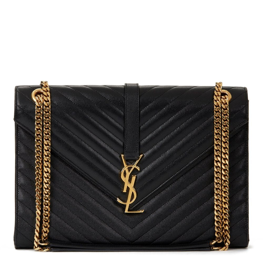 SAINT LAURENT CHEVRON QUILTED CALFSKIN LARGE ENVELOPE BAG