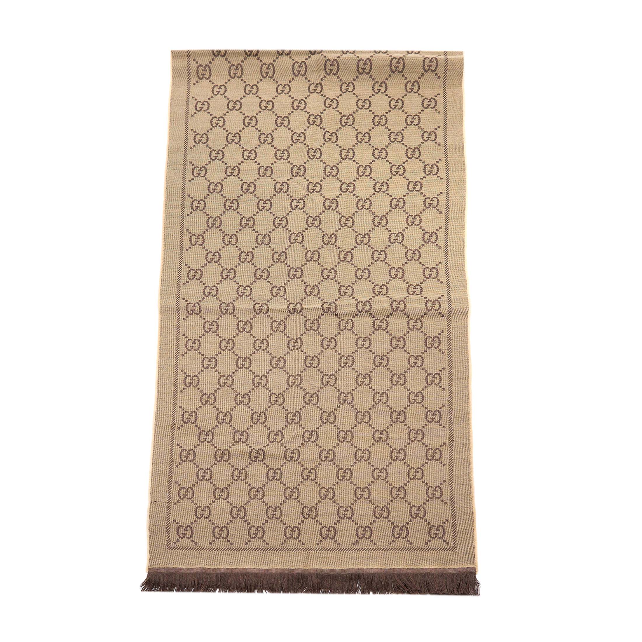 Gucci 180x48cm Scarf Wool Brown