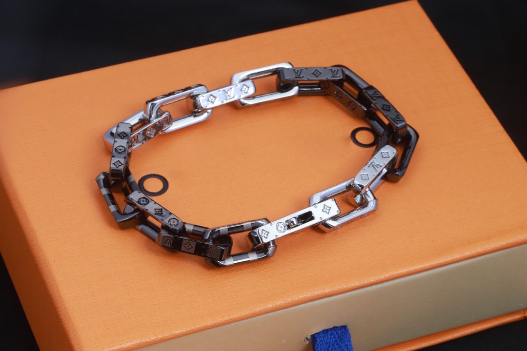 Louis Vuitton MONOGRAM CHAIN BRACELET BLACK WHITE