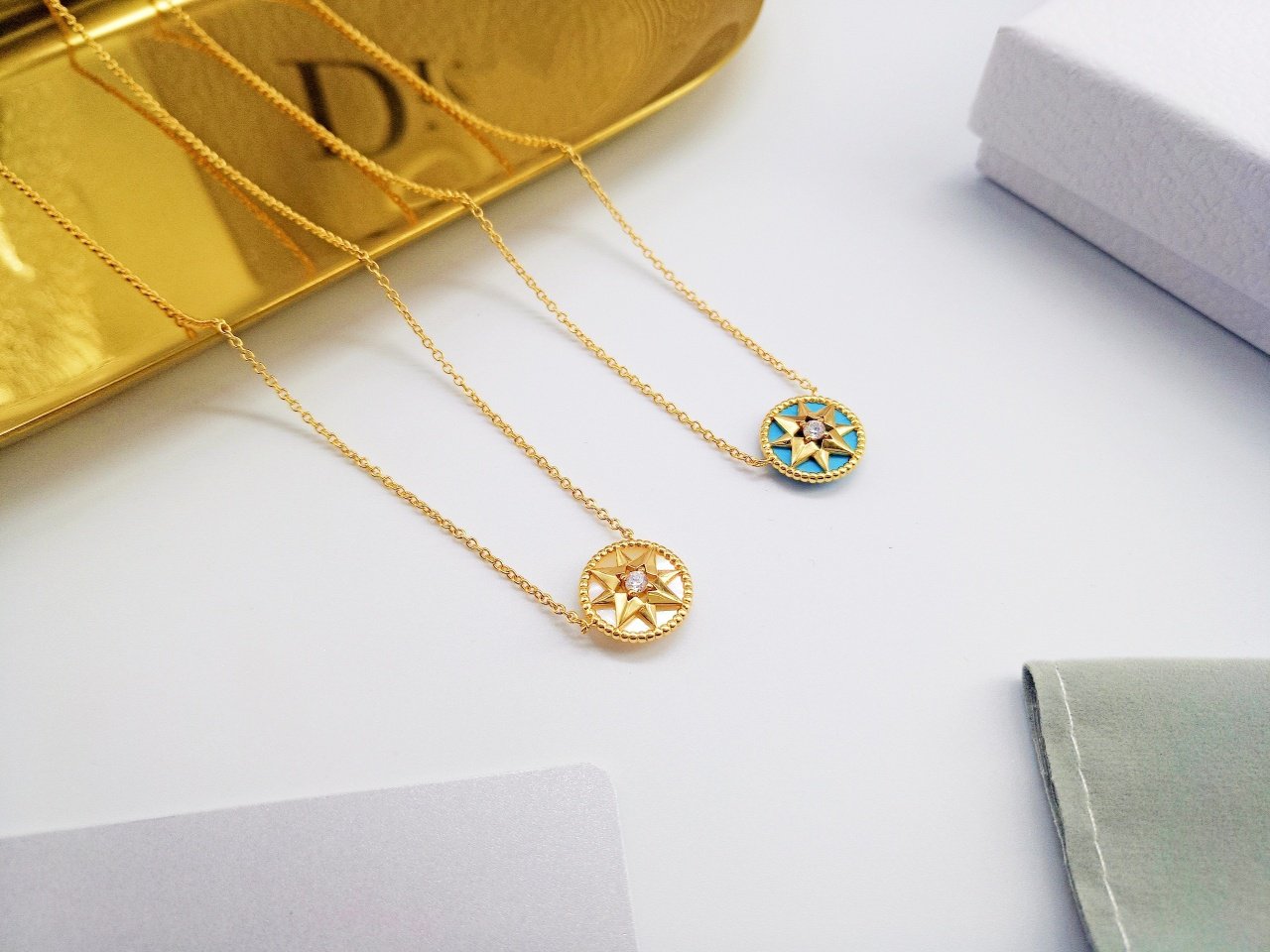 DIOR STERLING SILVER EIGHT-POINTED STAR COMPASS SERIES NECKLACE