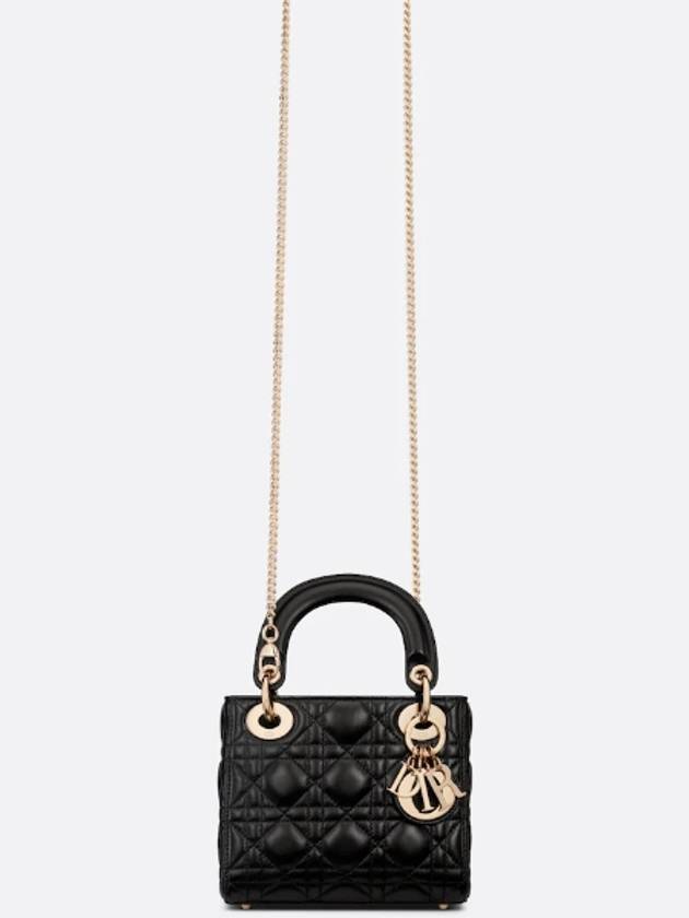 Lady Cannage Small Lambskin Tote Bag Black Dior