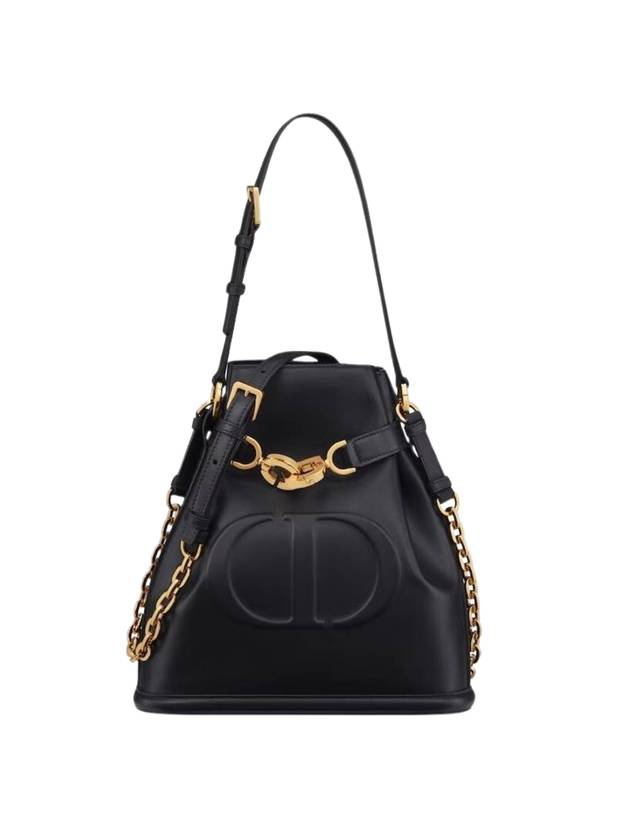 C'est CD Embossed Calfskin Medium Shoulder Bag Black Dior