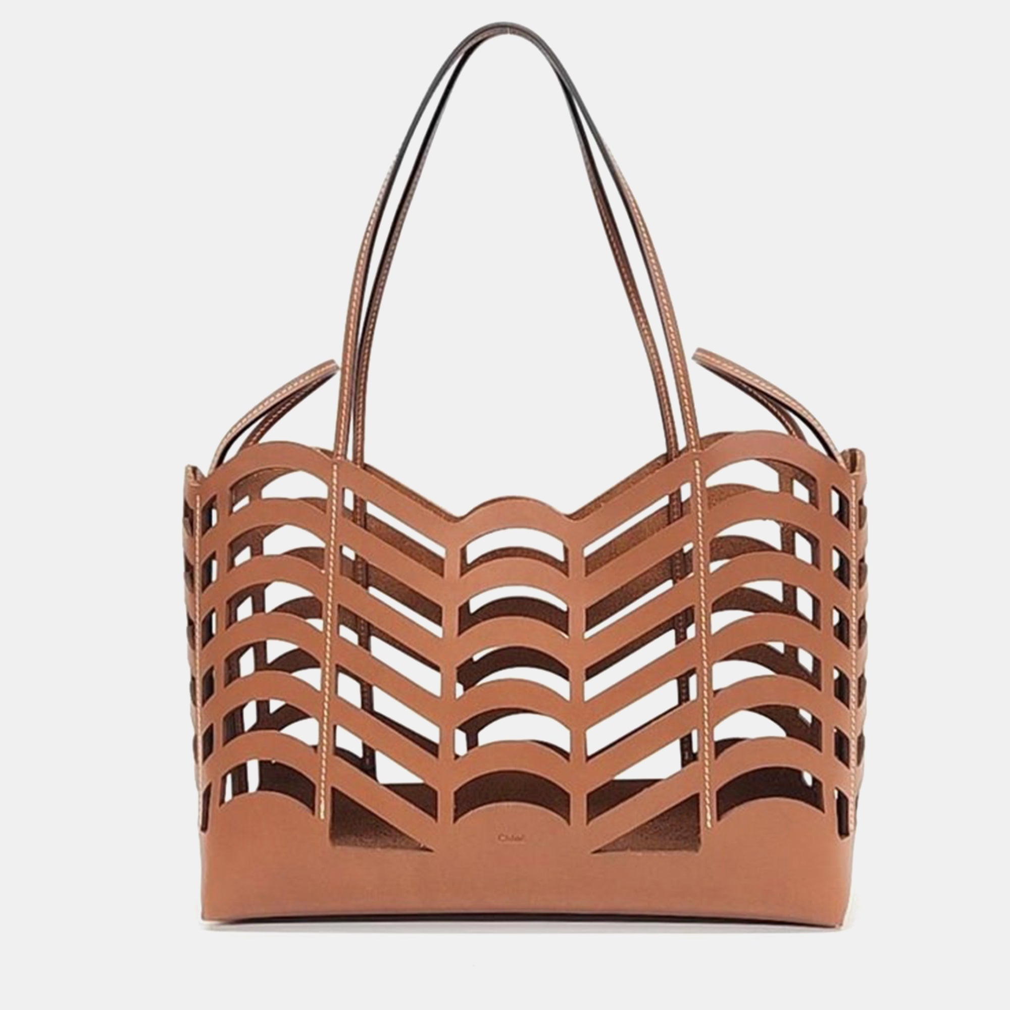 Chloe Beige/Brown Leather and Canvas Kayan Cabas Tote Bag