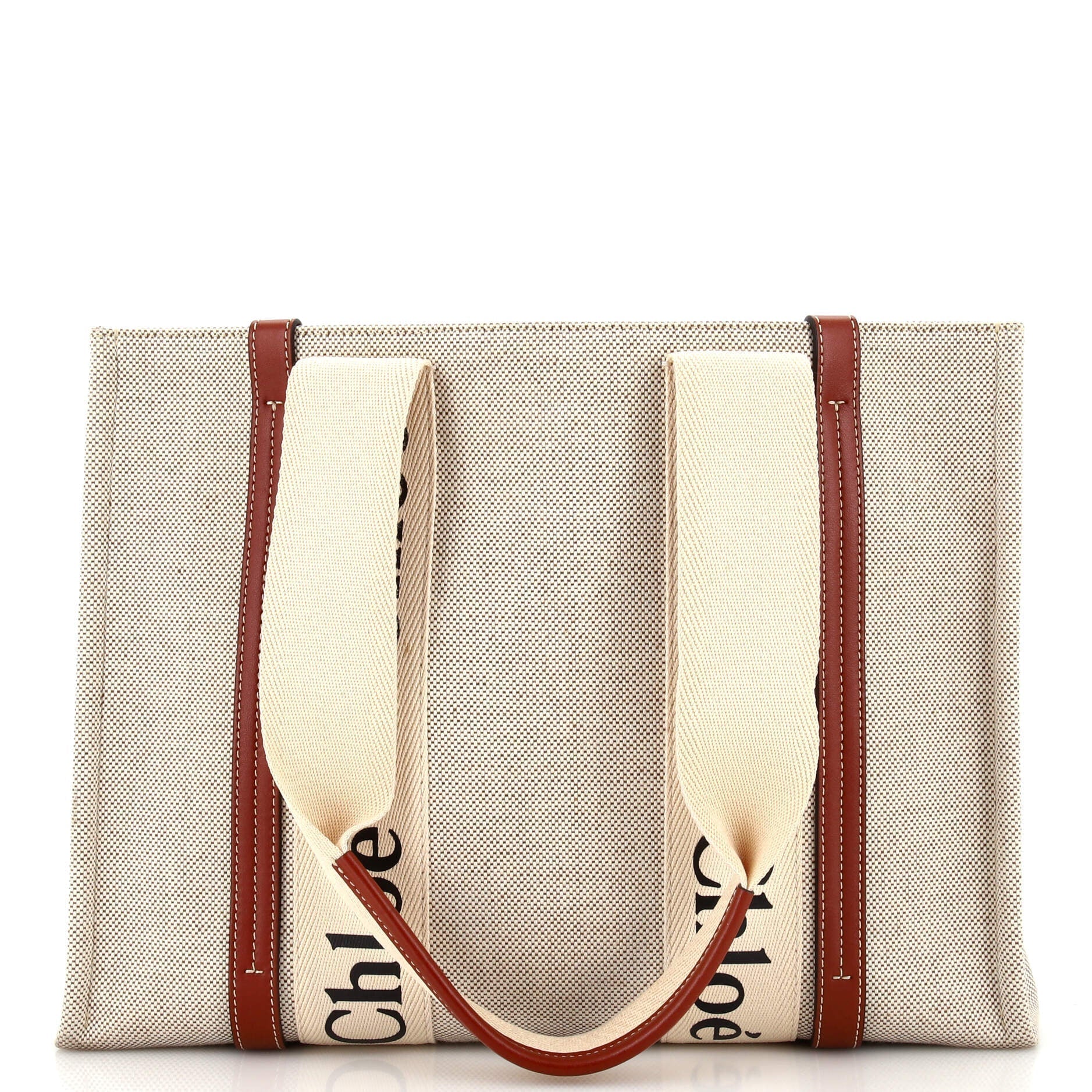 Chloe Woody Tote Canvas with Leather Medium