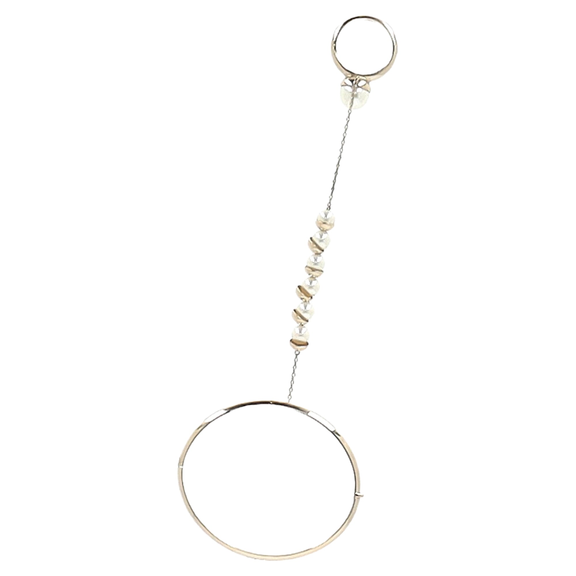 Dior Pearl Embellished Bracelet with Ring in Gold Metal