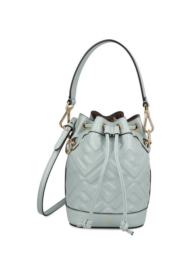 Fendi Mon Tresor FF Motif Leather Mini Bucket Bag Light Blue