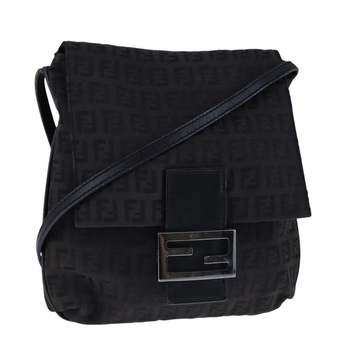 FENDI Zucchino Canvas Mamma Baguette Shoulder Bag Brownac3448