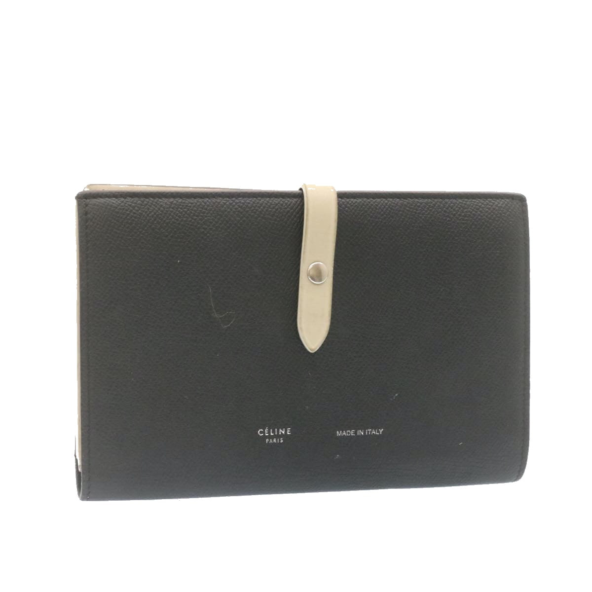 CELINE Large Strap Wallet Leather Black ai152