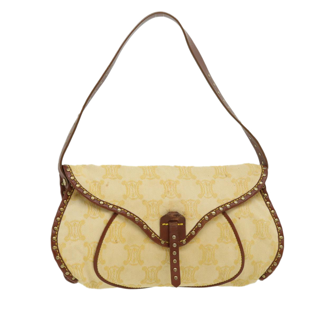 CELINE Paris Macadam Canvas Shoulder Bag Beige am3138