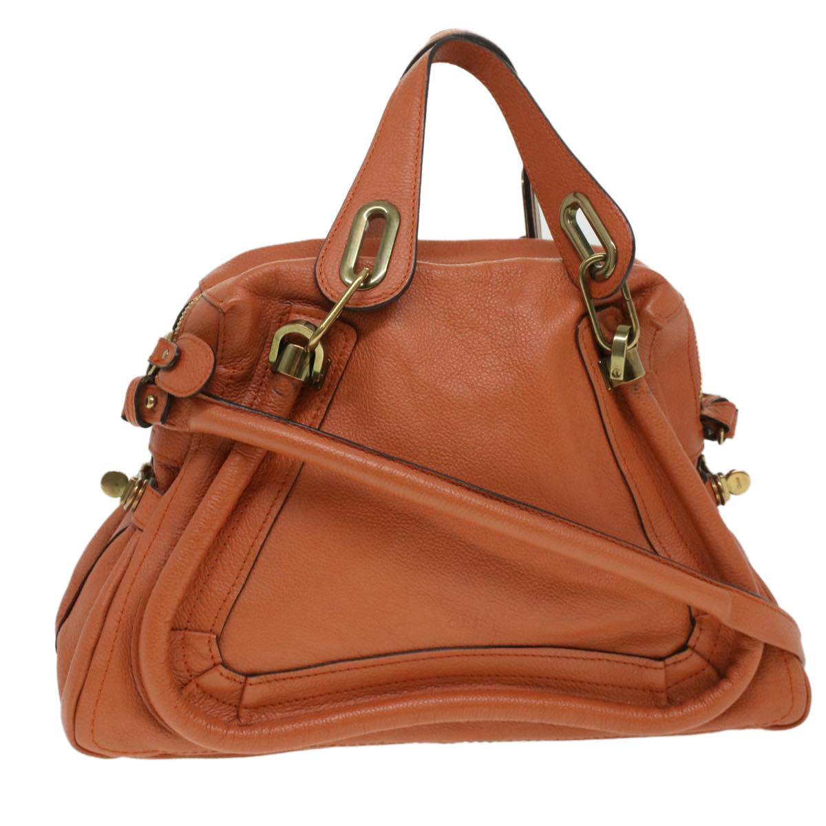 Chloe Shoulder Bag Leather 2way Orange 02-12-63-65 am3806