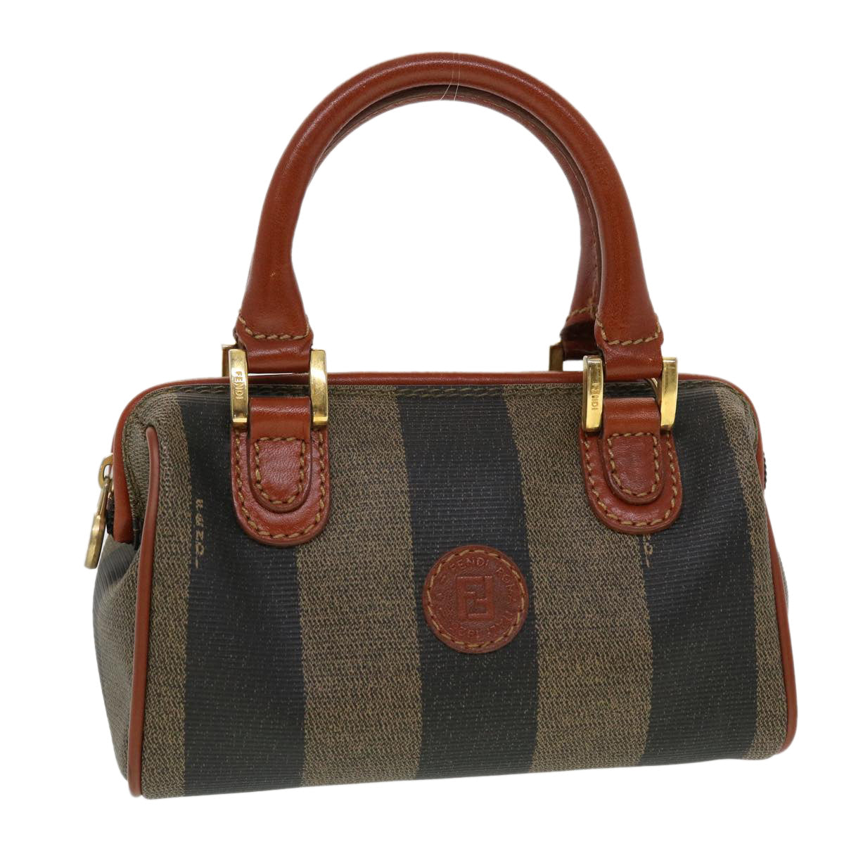 FENDI Pecan Canvas Mini Hand Bag Brown Black am4474