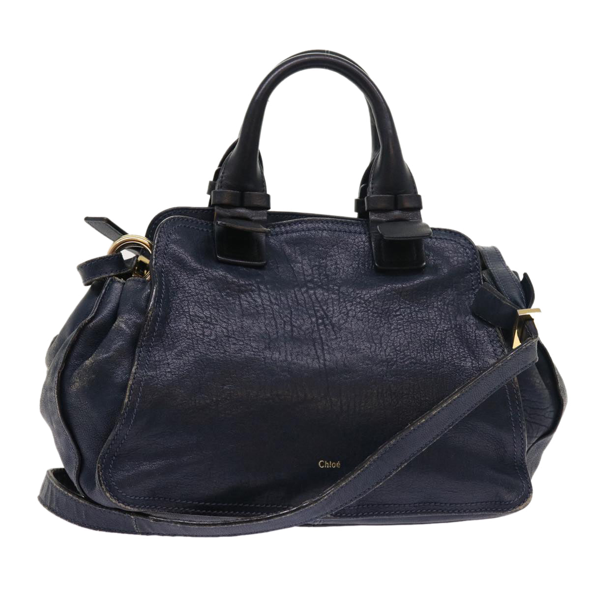 Chloe Porte Epore Shoulder Bag Leather 2way Navy am5000