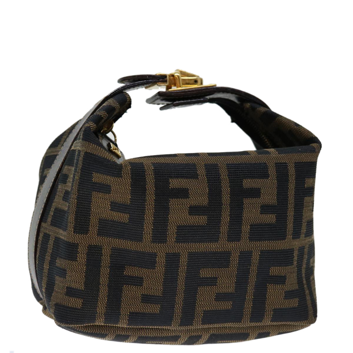 FENDI Zucca Canvas Mini Hand Bag Brown Blackam5975