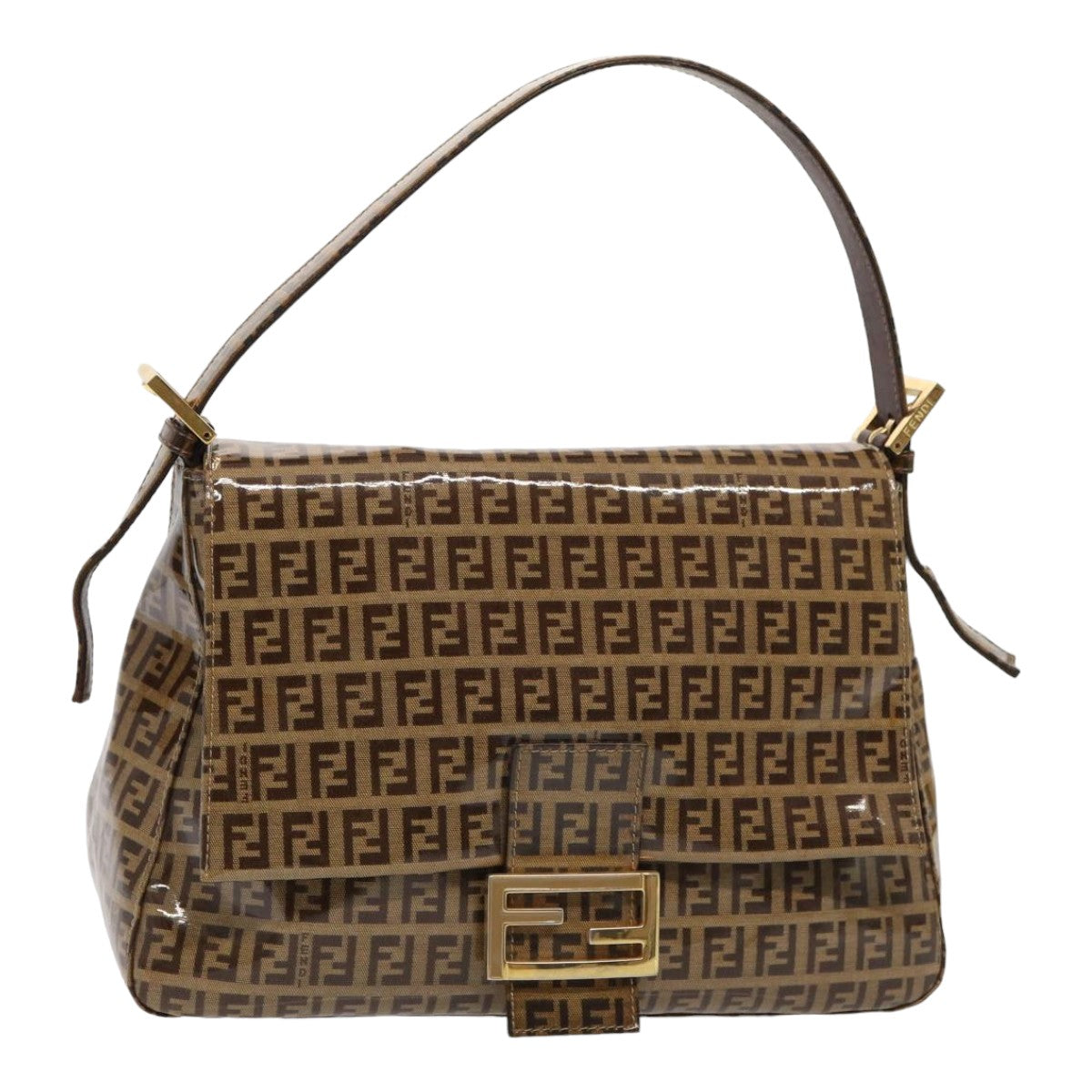 FENDI Zucchino Canvas Mamma Baguette Shoulder Bag Beigeam6583