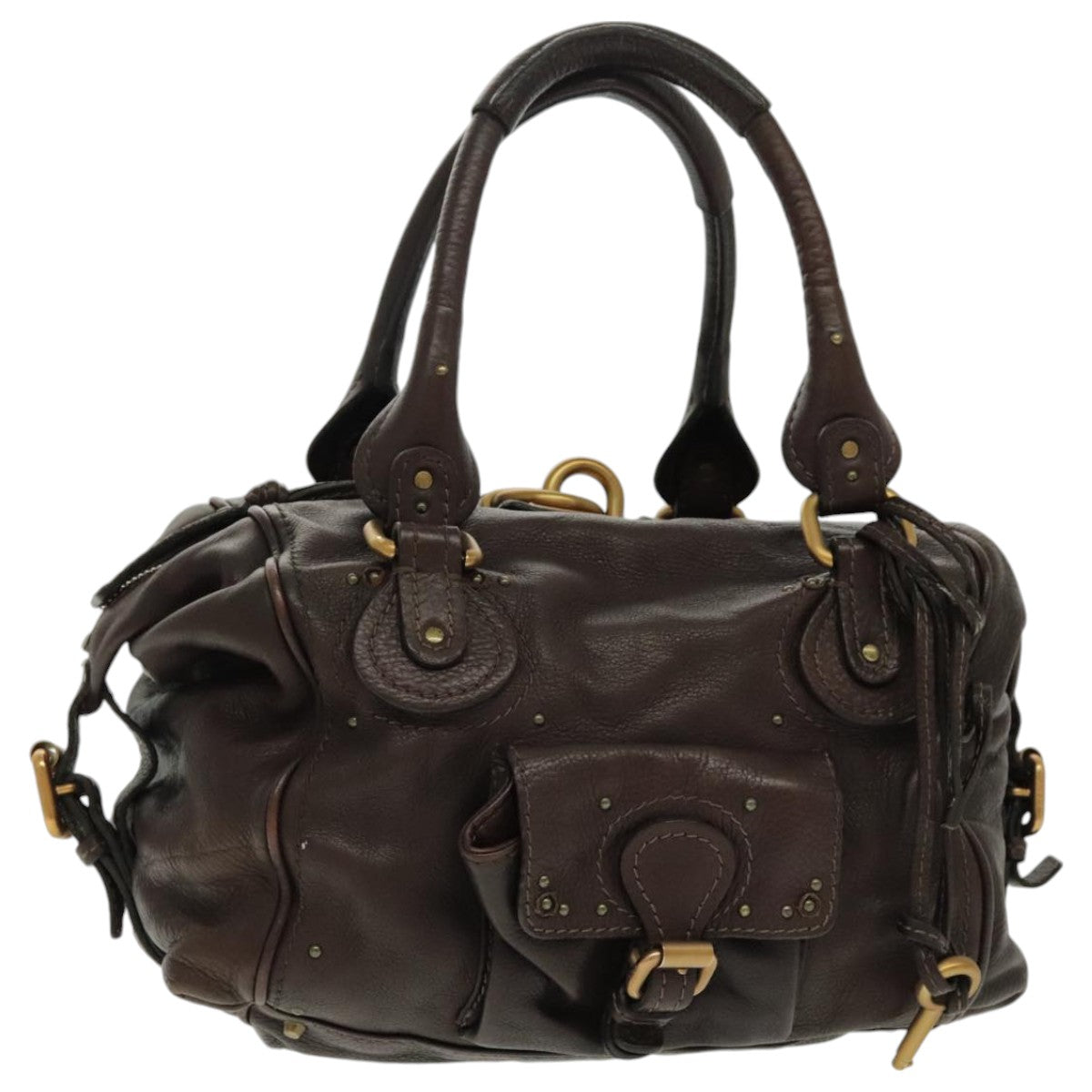 Chloe Paddington Shoulder Bag Leather Brown Gold am7087