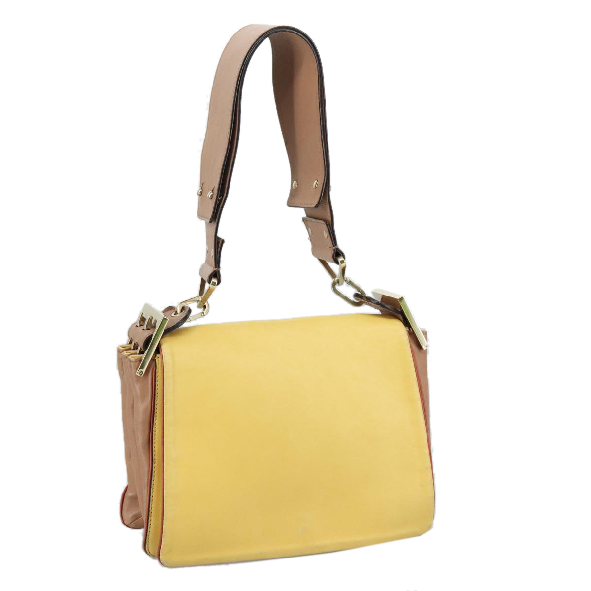 Chloe Shoulder Bag Leather Beige Gold am7495