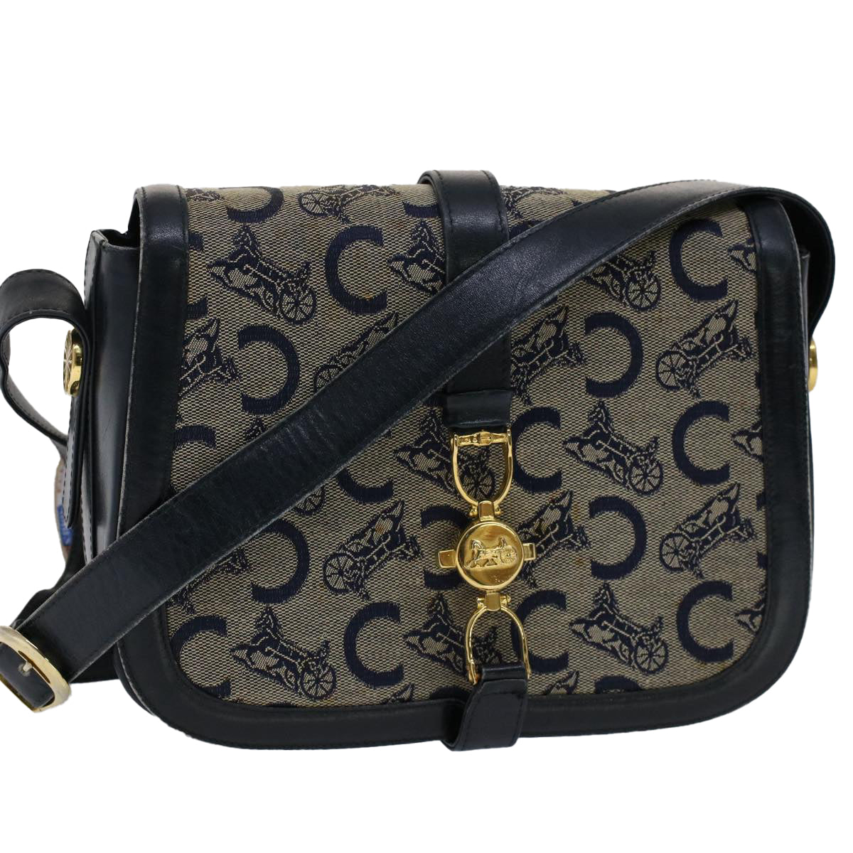 CELINE C Macadam Canvas Shoulder Bag Navy ar10062