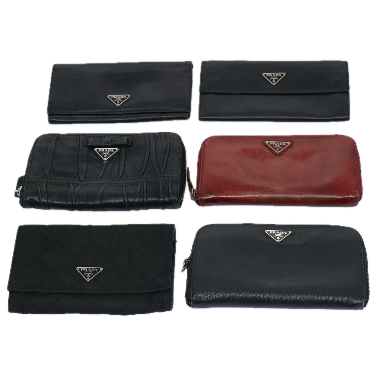 PRADA Wallet Leather 6Set Black Red ar10913