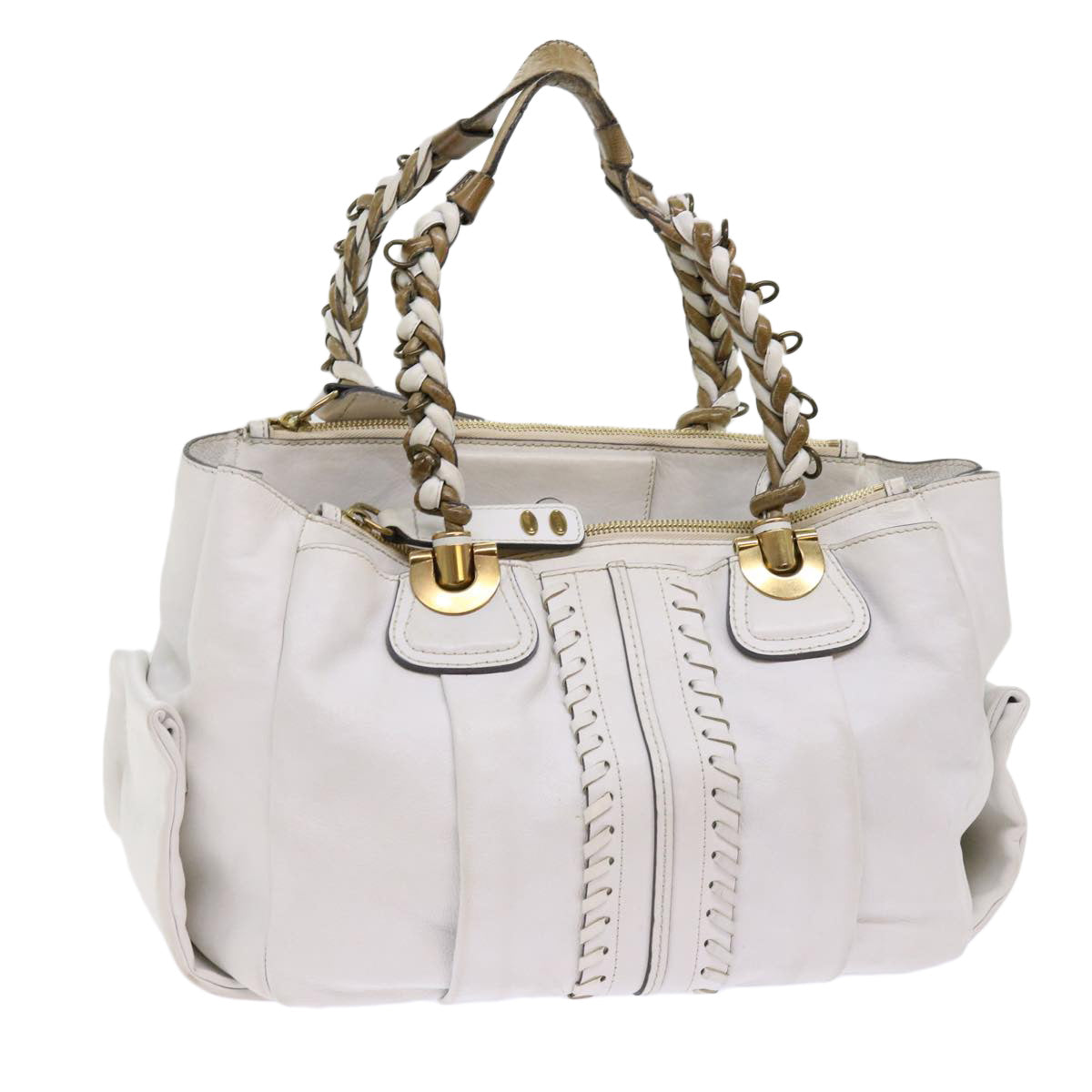 Chloe Shoulder Bag Leather White ar11050