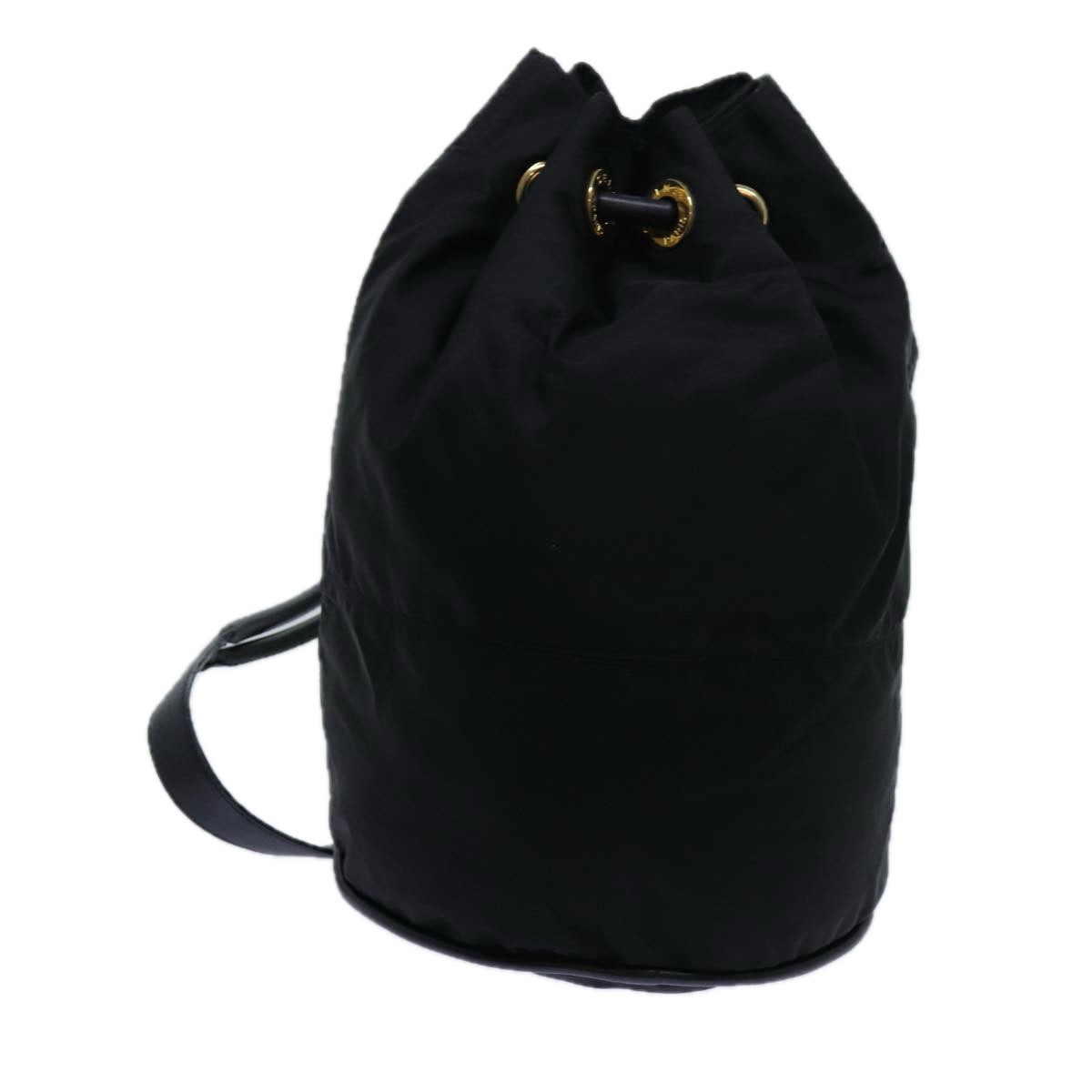 CELINE Circle Shoulder Bag Nylon Black Auth ar11677