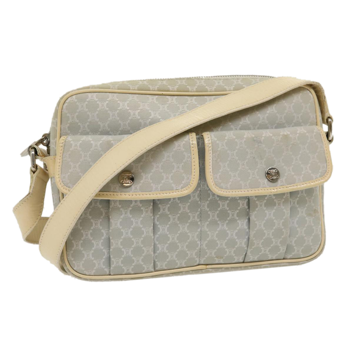 CELINE Macadam Canvas Shoulder Bag Light Blue ar7070