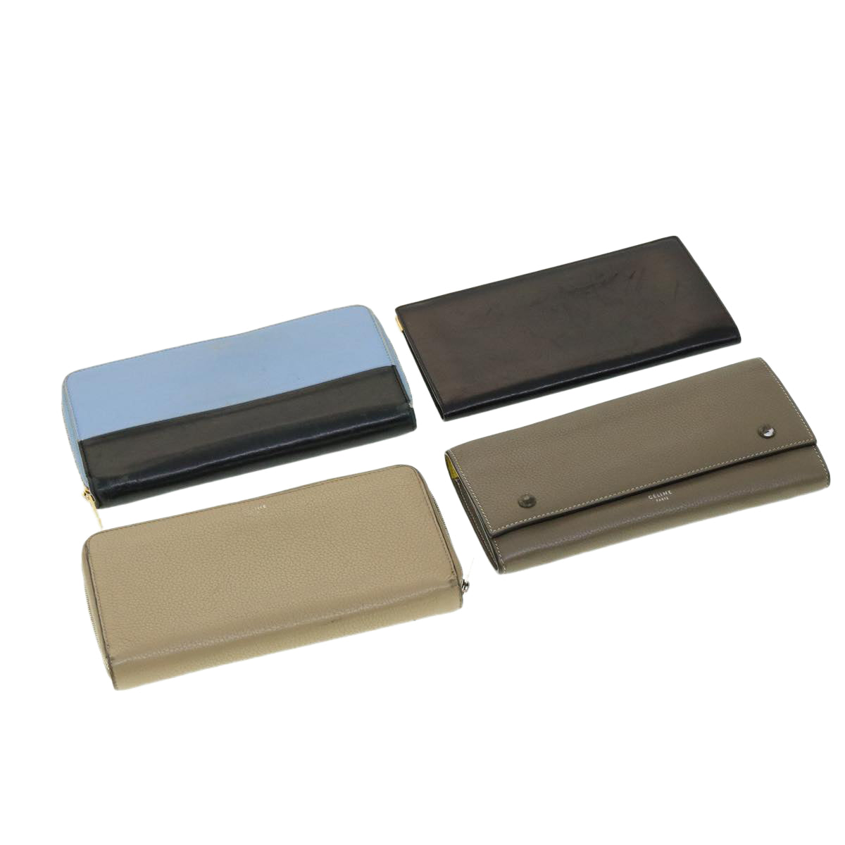 CELINE Wallet Leather 4Set Beige Black blue ar7417