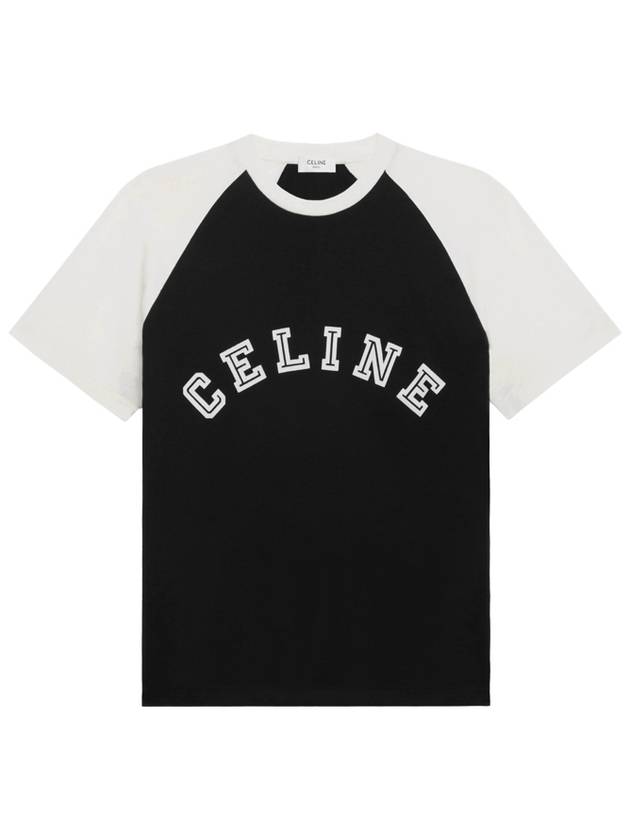 CELINE Flocking Loose Short Sleeve T-Shirt White Black
