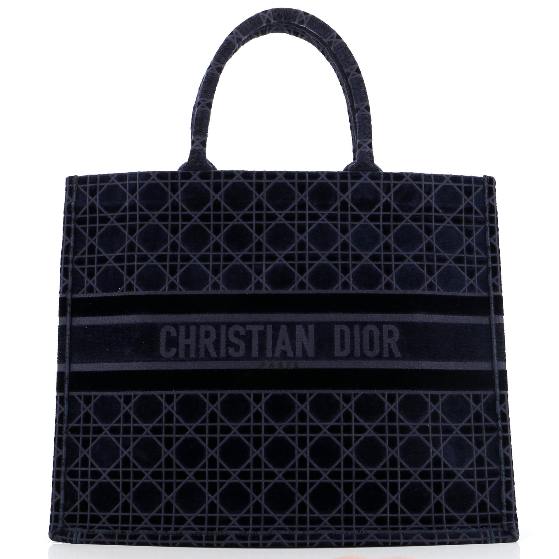 Dior Book Tote Cannage Embroidered Velvet Large