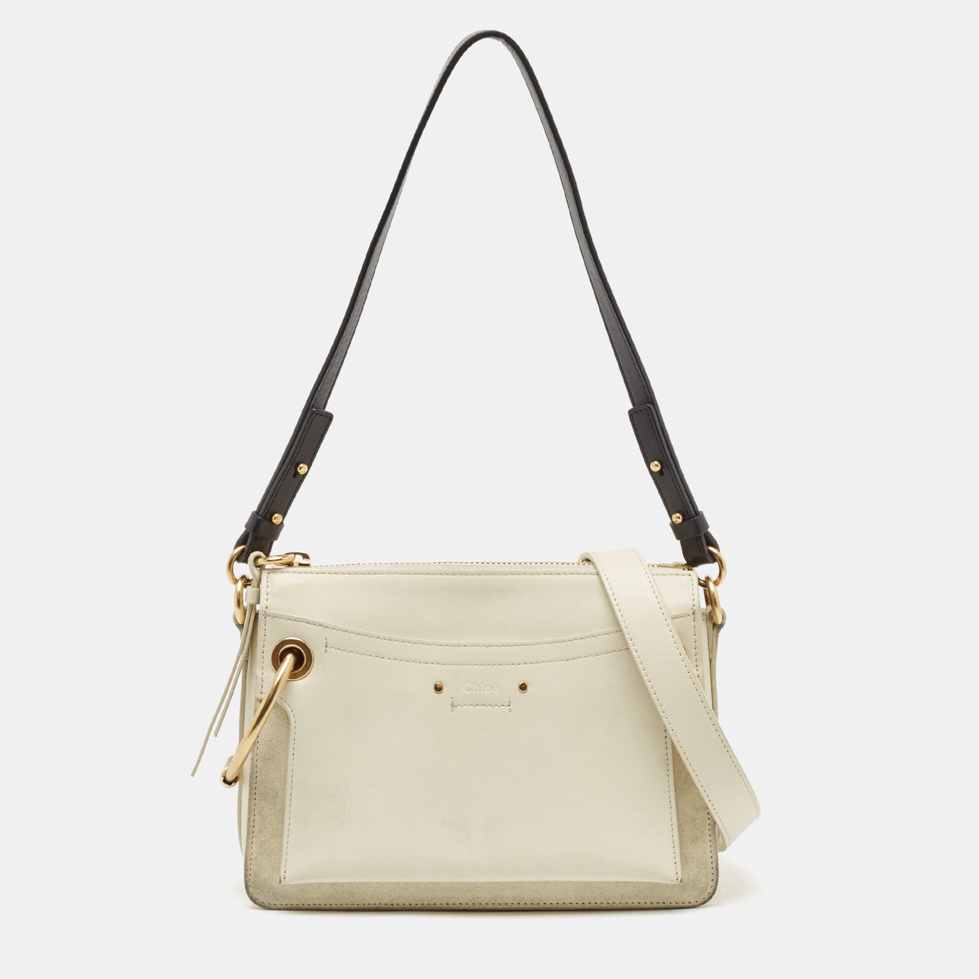 Chloe Off White Leather Small Roy Shoulder Bag