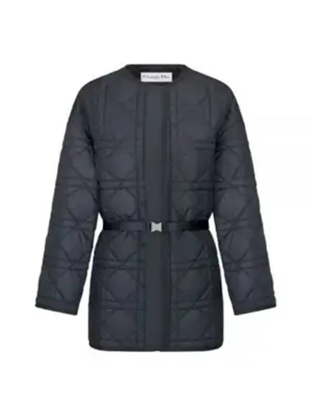 Macrocannage Belted Quilted Technical Taffeta Padding Navy Dior