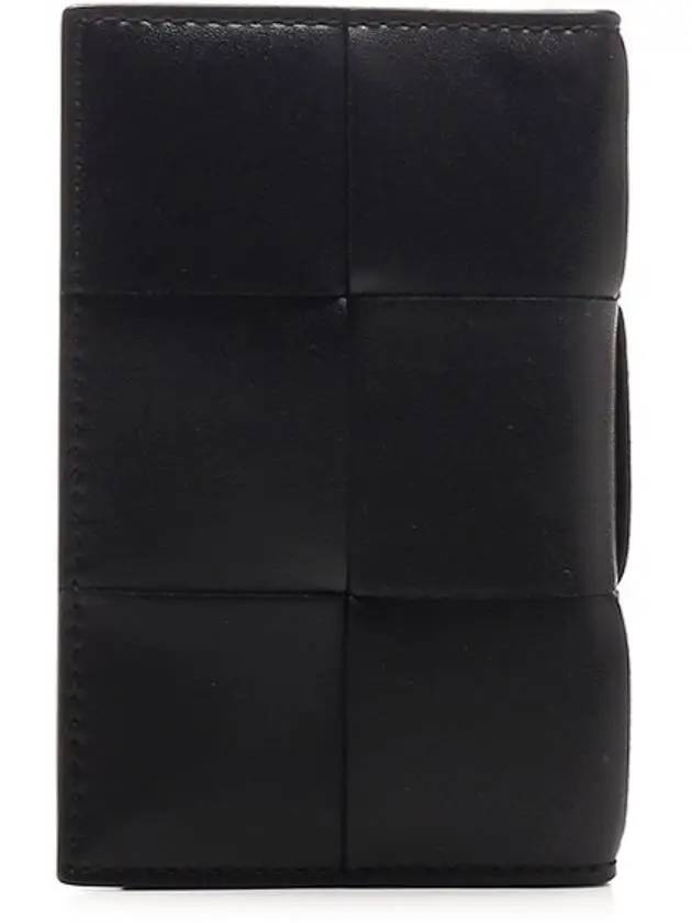 Bottega Veneta Maxi Intrecciato Flap Card Wallet Black