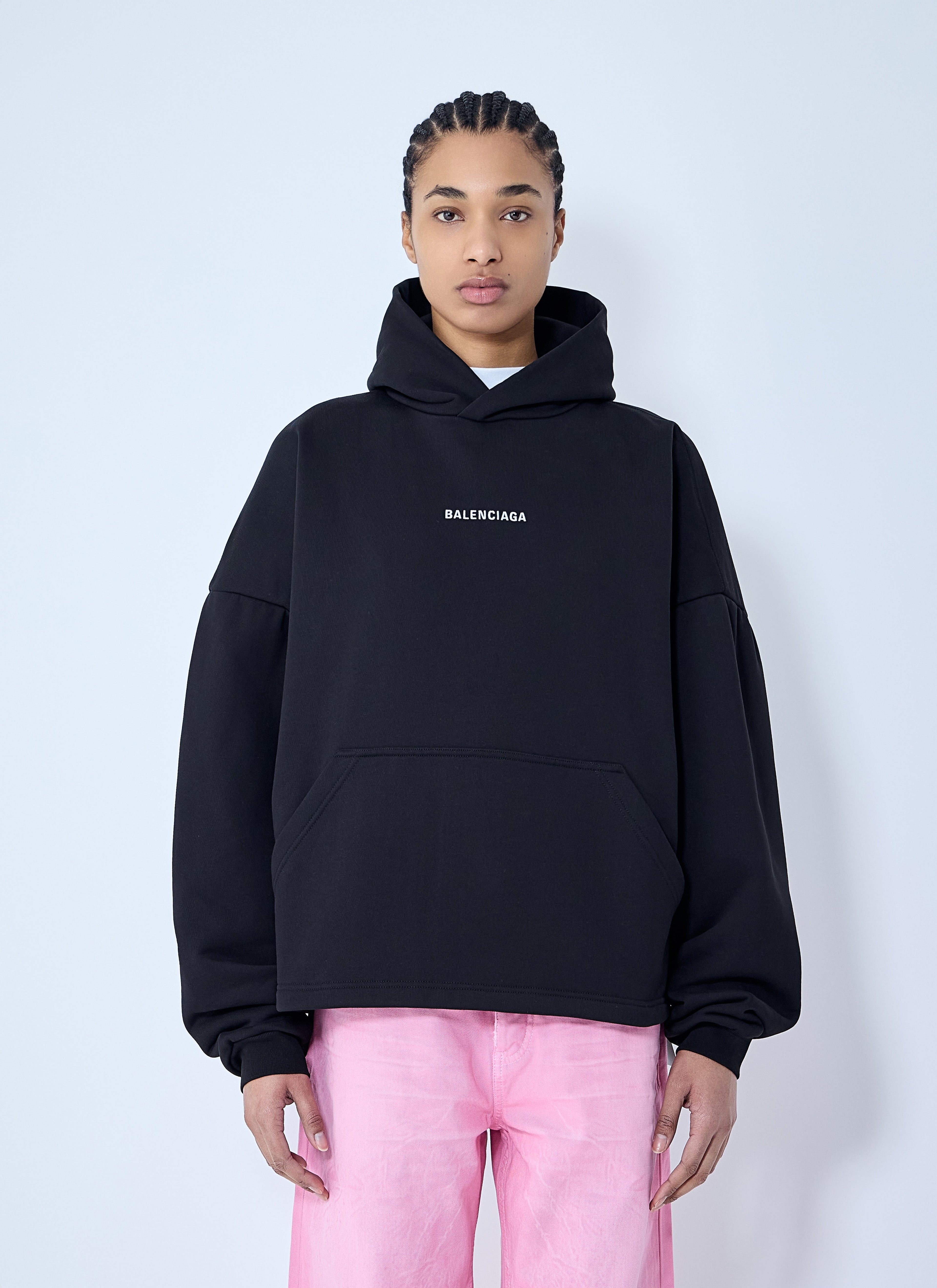 Balenciaga Women Logo Motif Hooded Sweatshirt