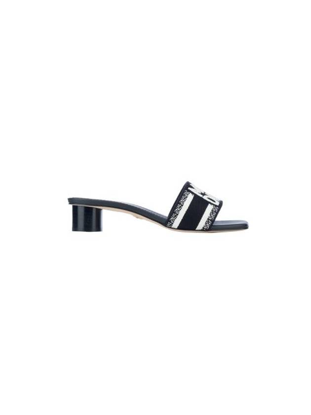 Dway Embroidered Cotton Slide Heels Black Dior
