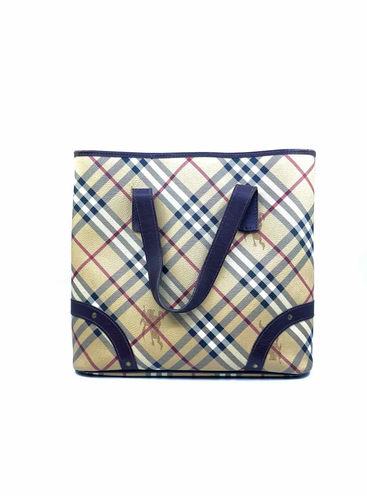 BURBERRY Beige, Brown Coated canvas Plaid Handbag
